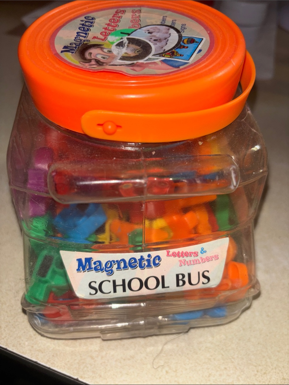 Magnetic Letters & Numbers - Orange Lid School Bus Set
